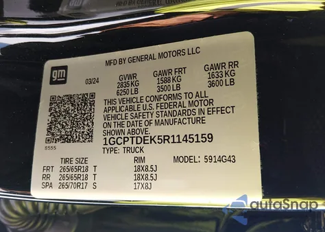 2024 Chevrolet Colorado 4Wd Z71 from USA, damaged, VIN 1GCPTDEK5R1145159